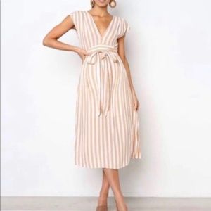 Striped Nude Casual Dress